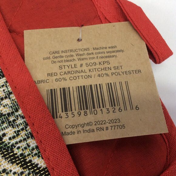 Merry Cardinal 3 Pc Kitchen Set Holiday Dish Towel/Pot Holder/Oven Mitt NWT - Picture 7 of 10